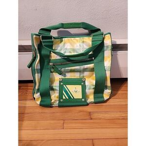 Vintage Y2K Juicy Couture Tote Yellow Green Plaid Beach Bag Canvas